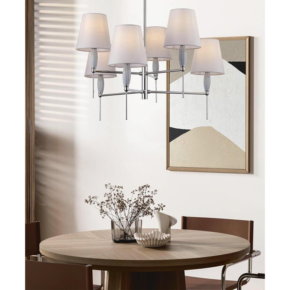 Фото №8  Люстра LUMION 8279/6 CLASSI LN26 053 хром/серый, металл/керамика/текстиль Люстра Е14 6*40W 220V KARMEN