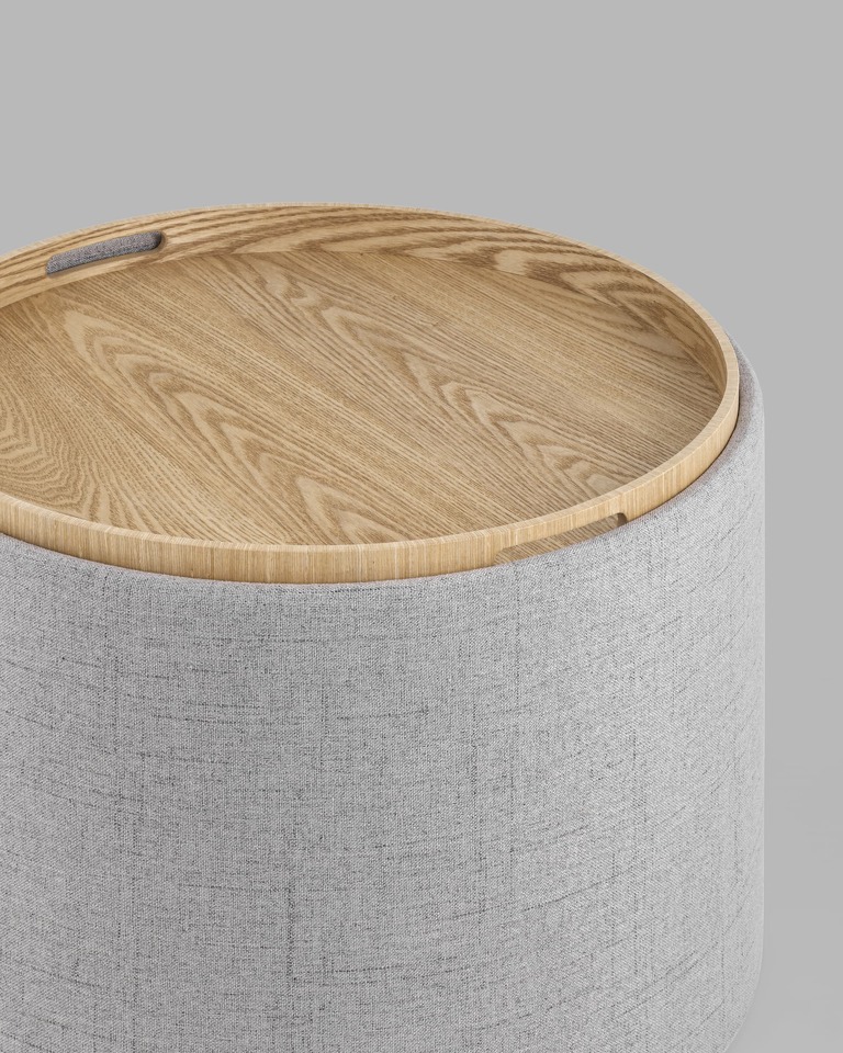 Фото №9  Пуф-столик с ящиком Хюгге L рогожка серый