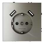 Превью фото №4  Розетка Розетка встраиваемая VOLTUM S70 с заземлением и защитными шторками, 16А, с USB, A+A, (шелк)