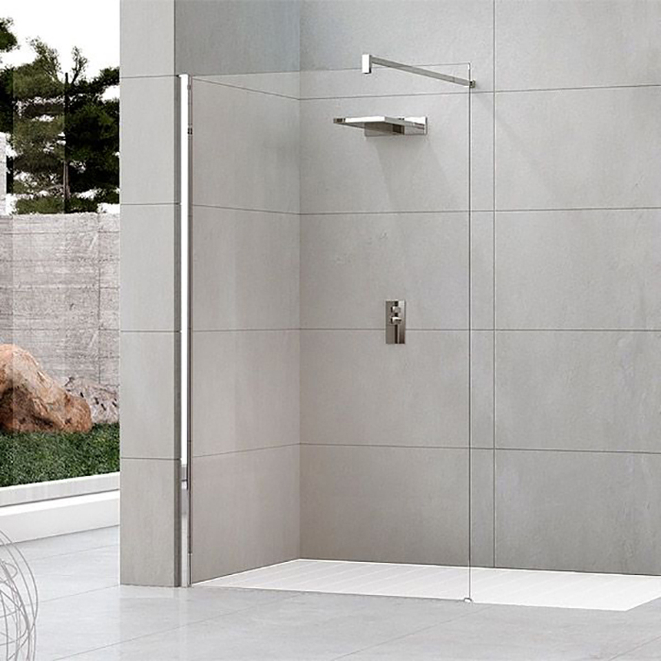 Фото №2  Душевое ограждение Walk-In 120 см (117-120х200) Novellini Kuadra H KUADH120-1Z, профиль Inox, стекло прозрачное CrystalClear