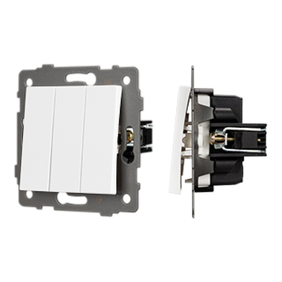 Фото №1  Arlight Механизм выключателя трехклавишный непроходной SWT-MK03-PL-WH-V (250V, 10A) ( -)