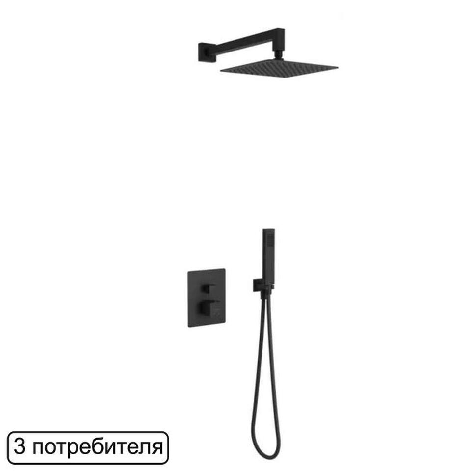 Фото №3  EXCELLENT Термостатическая душевая система скрытого монтажа Keria AREX.SET.2048BL (черный мат)