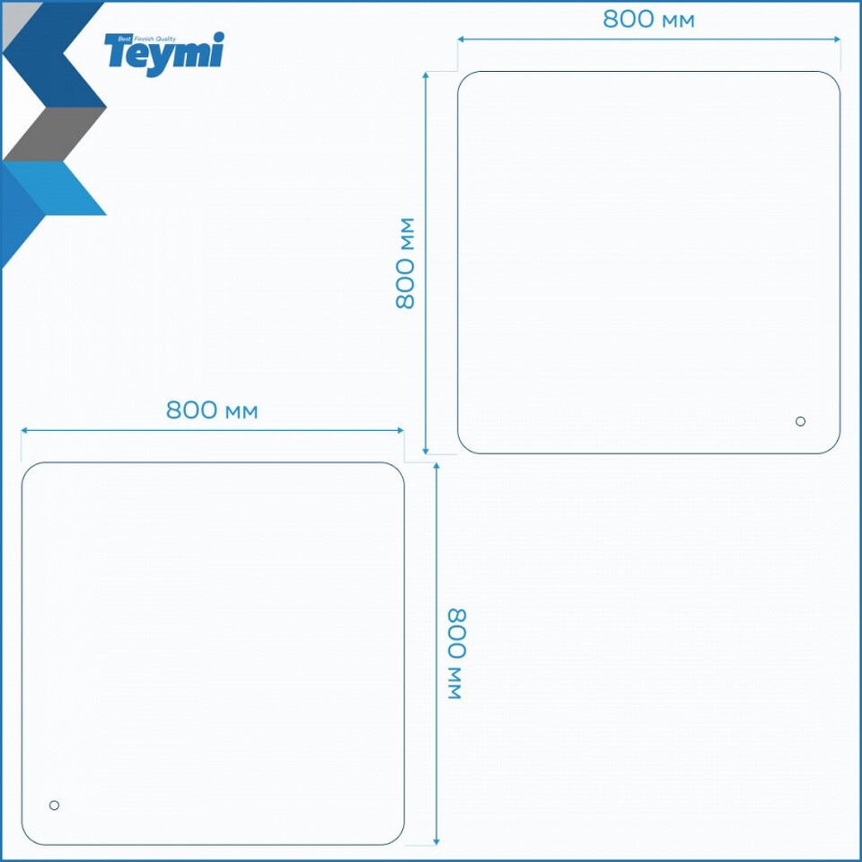 Фото №15  Teymi Зеркало Solli Pro 80х80, LED подсветка, сенсор