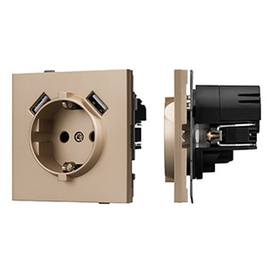 Фото №1  Розетка Arlight Механизм розетки с USB зарядкой SCT-TENDO-MUAA-PL-GD (230V, 16A) ( Песочный)