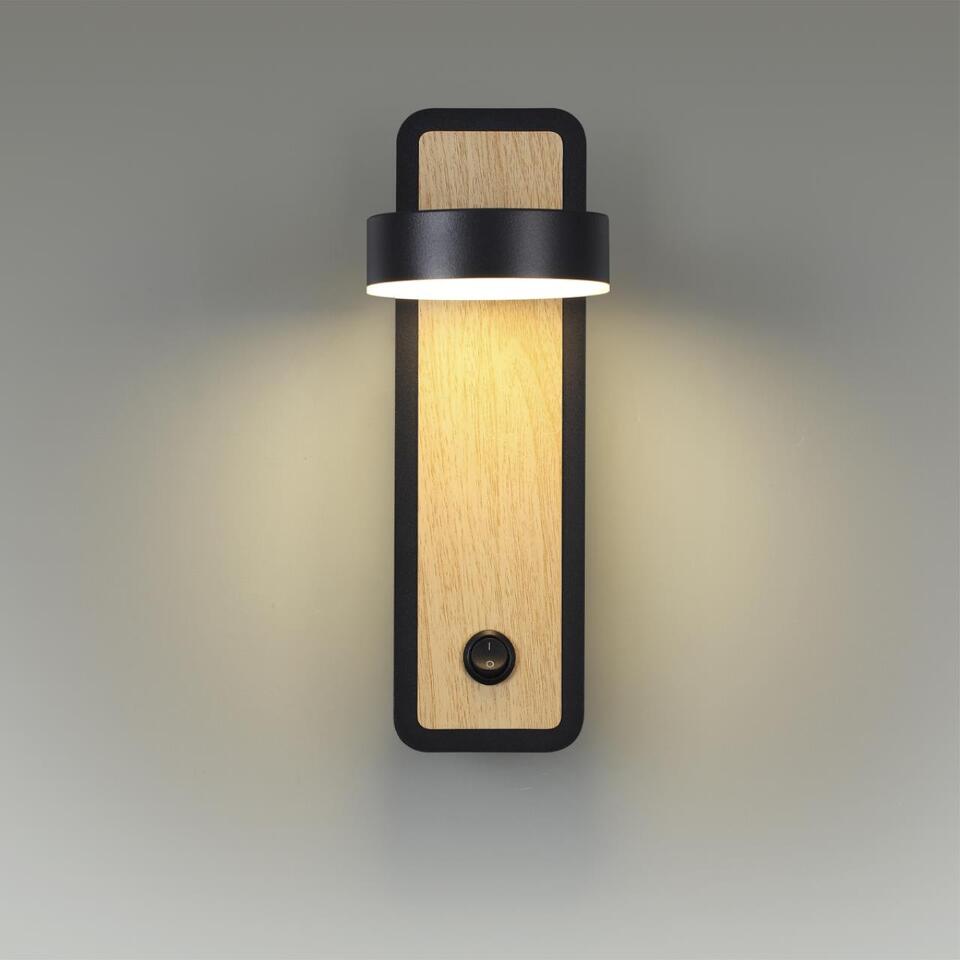 Фото №3  LUMION 5631/5WL LEDIO LN23 000 чёрный, под дерево Бра LED 5W 3000K 220V LELAND