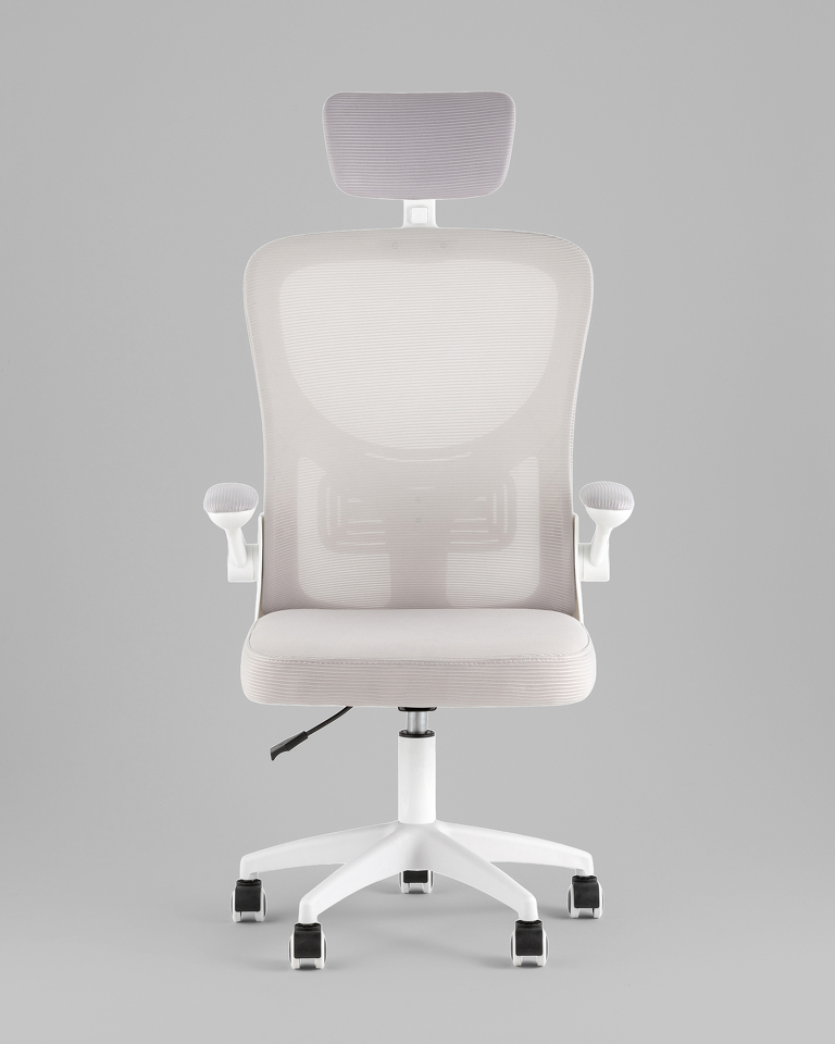 Фото №10  Кресло офисное TopChairs Core серый с подголовником пластик белый