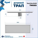 Превью фото №15  Teymi Душевой трап Aina под плитку, с сухим затвором, вертикальный выпуск 10х30 c решеткой, нержавеющая сталь T90353