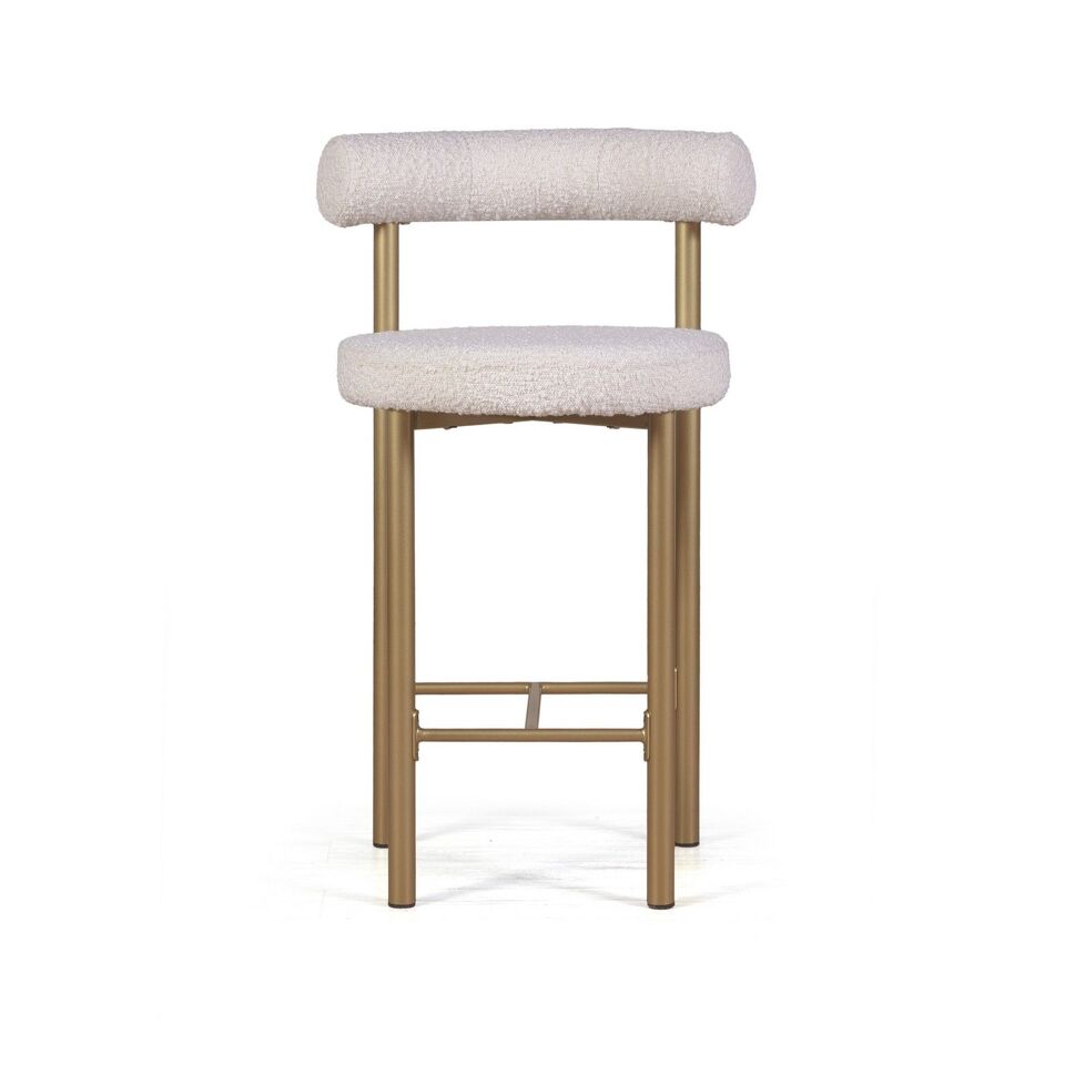 Фото №6  Top concept Стул полубарный Бигги, букле Turin ivory / опоры золото