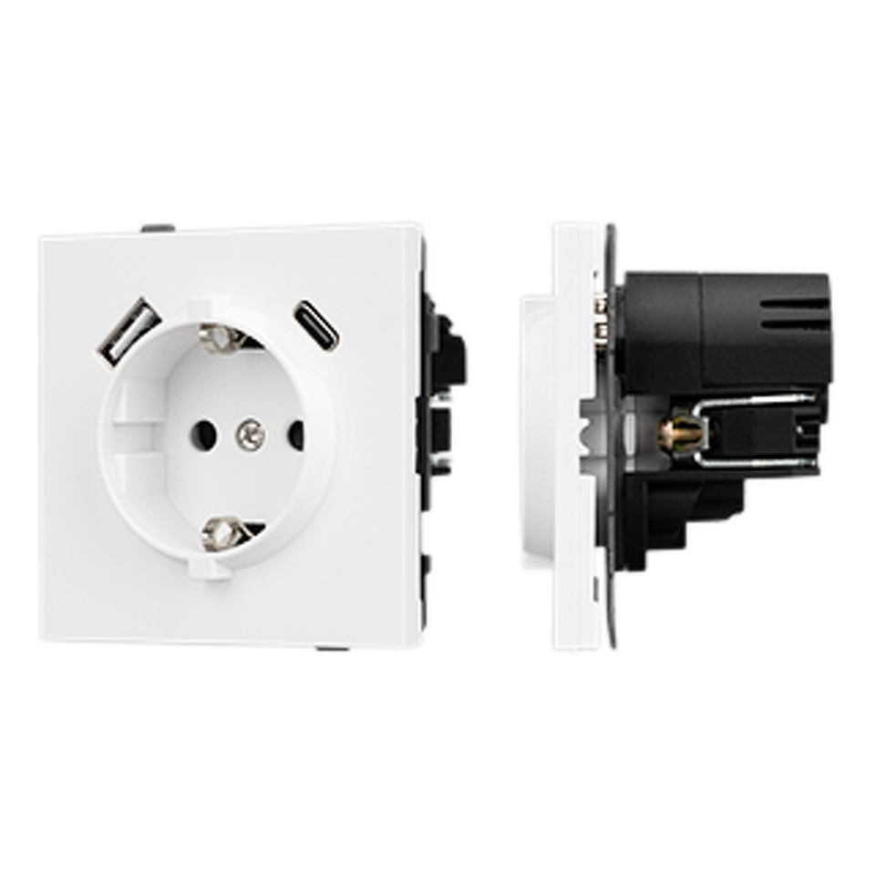 Фото №1  Розетка Arlight Механизм розетки с USB зарядкой SCT-TENDO-MUAC-PL-WH (230V, 16A) ( Белый)
