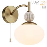 Превью фото №1  LUMION 8272/1W NEOCLASSI LN26 039 латунь/бежевый/белый, металл/керамика/стекло Бра Е14 1*40W 220V GLORIYA