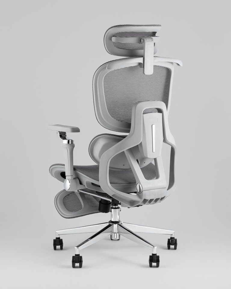 Фото №9  Кресло офисное TopChairs Prodigy с оттоманкой серый