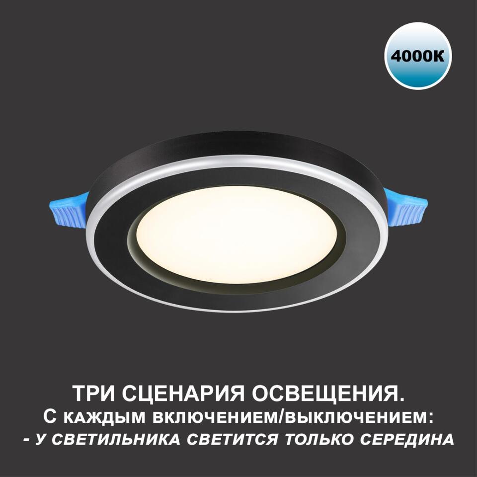 Фото №8  NOVOTECH 359015 SPOT NT23 498 черный Светильник встраиваемый светодиодный (три сценария работы) IP20 LED 4000К 12W+4W 100-265V 1120Лм SPAN