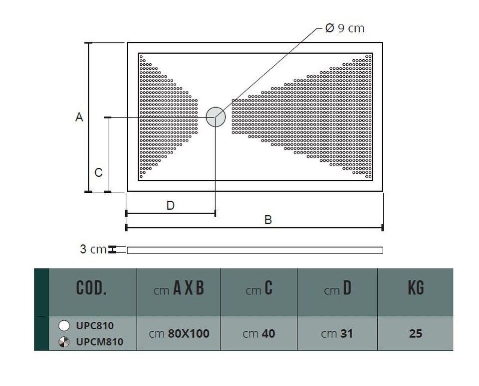 Фото №10  UPC810 / UPCM810 Althea душевой поддон 80х100, 3 см  Матовый бежевый Plus-Ton®