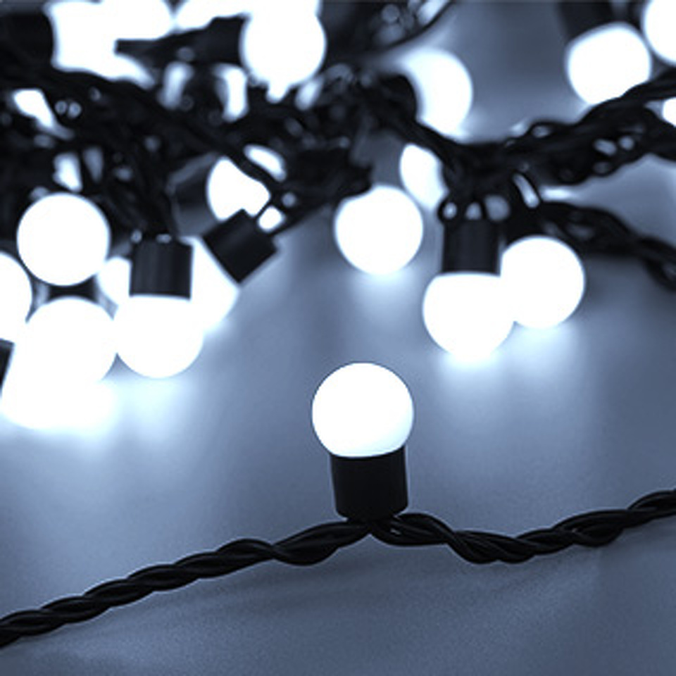 Фото №1  Ardecoled Светодиодная гирлянда ARD-BALL-CLASSIC-D17.5-10000-BLACK-100LED WHITE (230V, 7W) ( IP65)