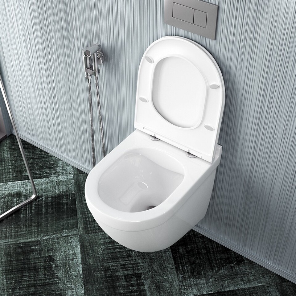 Фото №12  Унитаз Watersense Унитаз подвесной Iva безободковый, сиденье Дюропласт микролифт T40601
