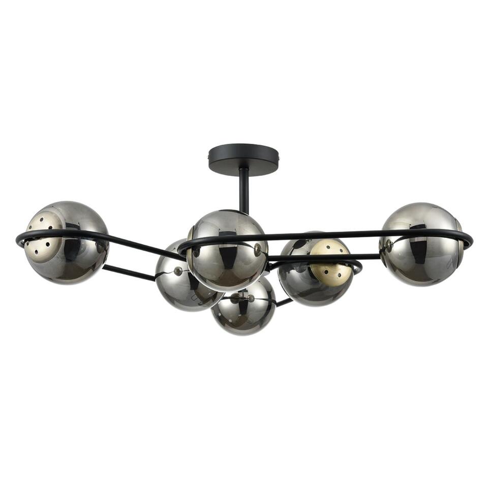 Фото №9  Люстра LUMION 8060/6C COMFI LN24 000 черный/дымчатый металл/стекло Люстра потолочная E27 6*60W 220V CAMILIE