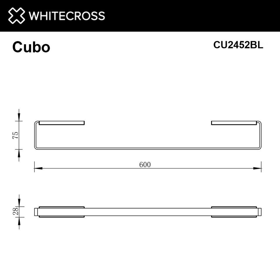 Фото №2  Полотенцедержатель 600 мм. WHITECROSS Cubo CU2452BL (черный мат)
