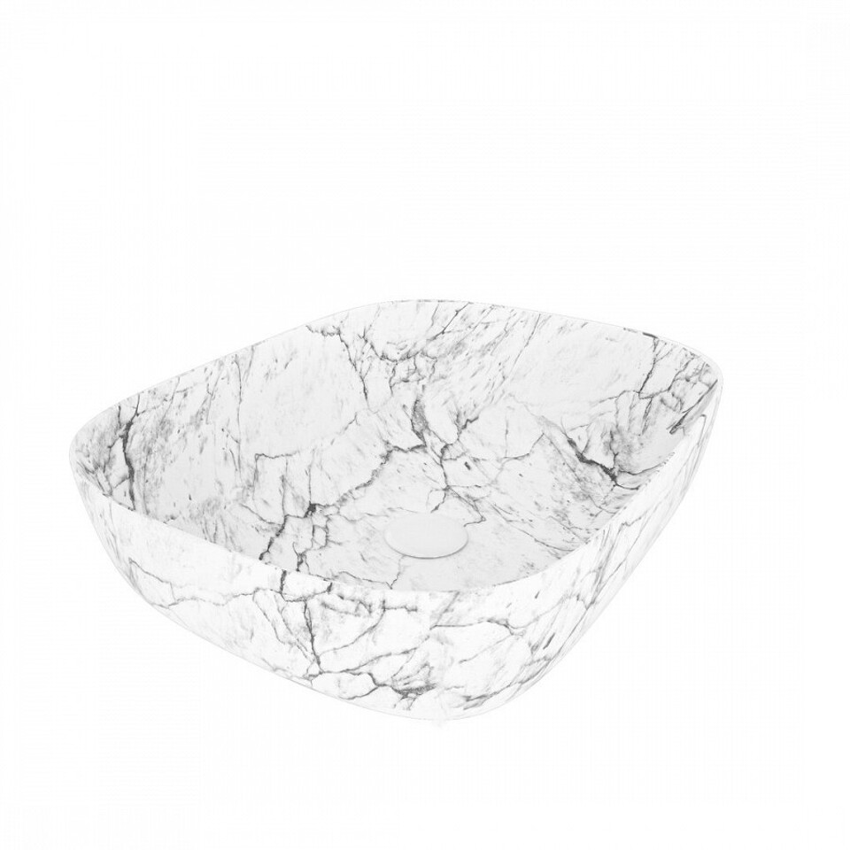 Фото №13  Раковина Watersense Раковина Solli 50 artceramic, накладная, Белый Мрамор T50393