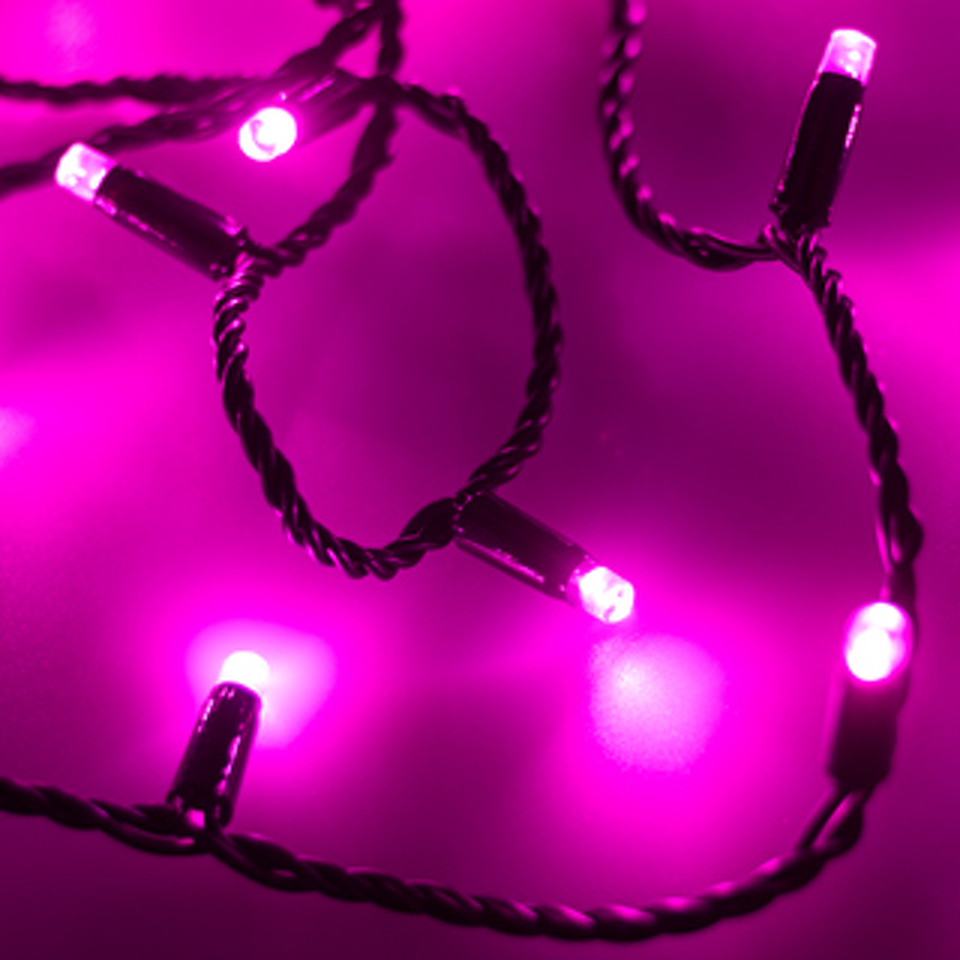 Фото №1  Ardecoled Светодиодная гирлянда ARD-STRING-CLASSIC-10000-BLACK-100LED-FLASH PINK (230V, 7W) ( IP65)