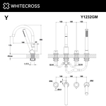 Превью фото №3  Смеситель для ванны на 4 отверстия WHITECROSS Y Y1232GM (оружейная сталь)