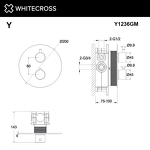 Превью фото №2  Смеситель термостат скрытого монтажа на 2 потребителя WHITECROSS Y Y1236GM (оружейная сталь)