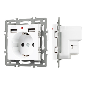 Фото Arlight Механизм розетки с USB зарядкой SCT-MUAA-PL-WH (250V, 16A) ( -)