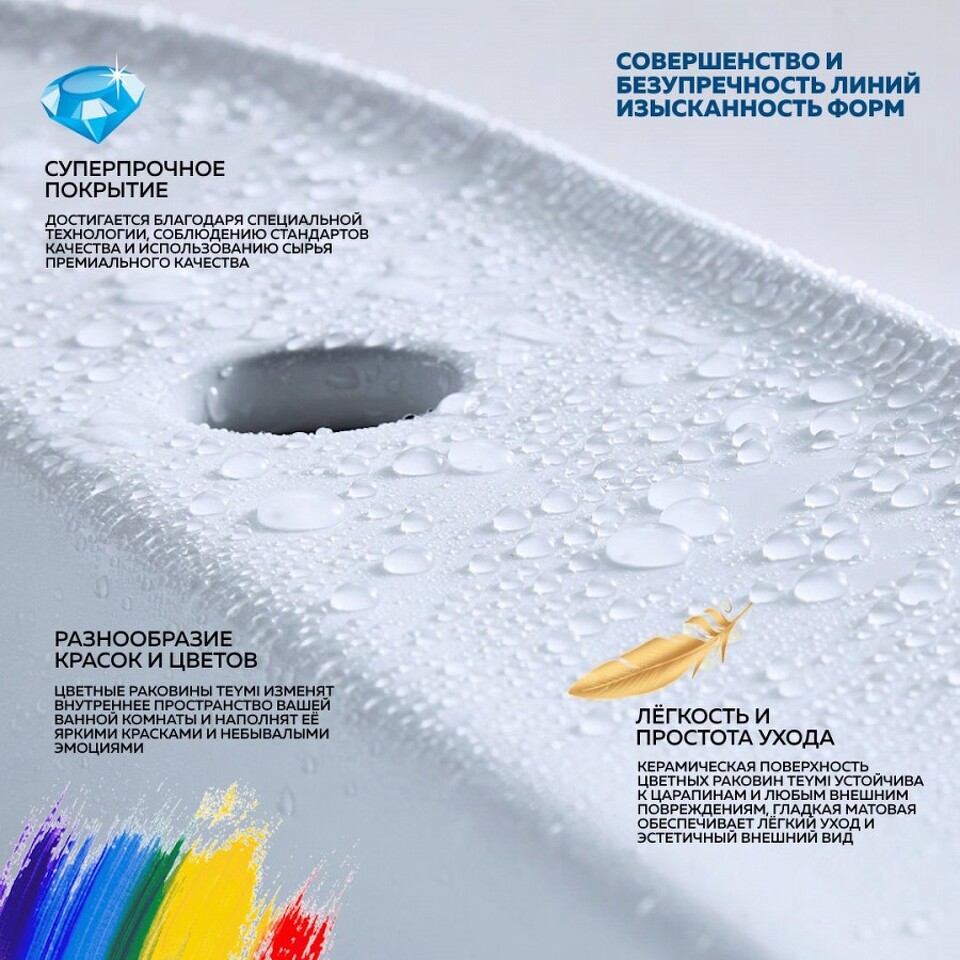 Фото №13  Раковина Teymi Раковина Solli 60 artceramic, накладная, Черная Матовая T50397