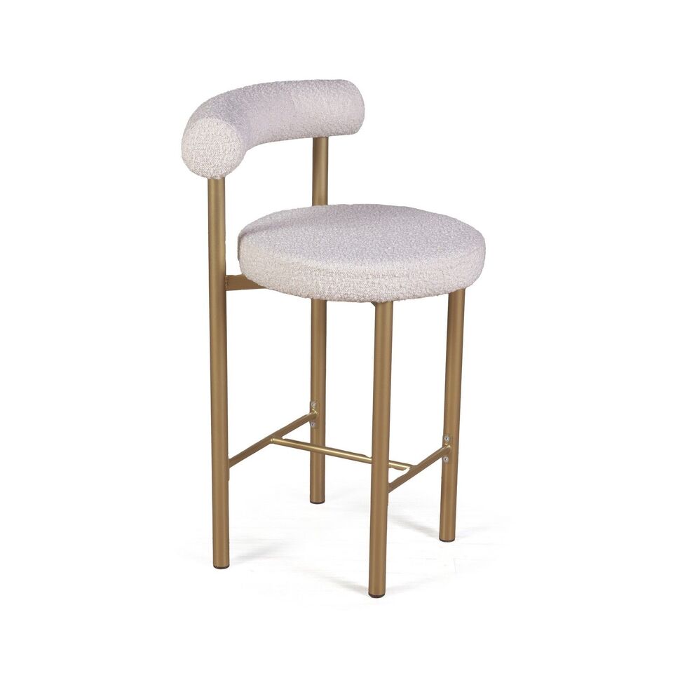 Фото №6  Top concept Стул полубарный Бигги, букле Turin ivory / опоры золото
