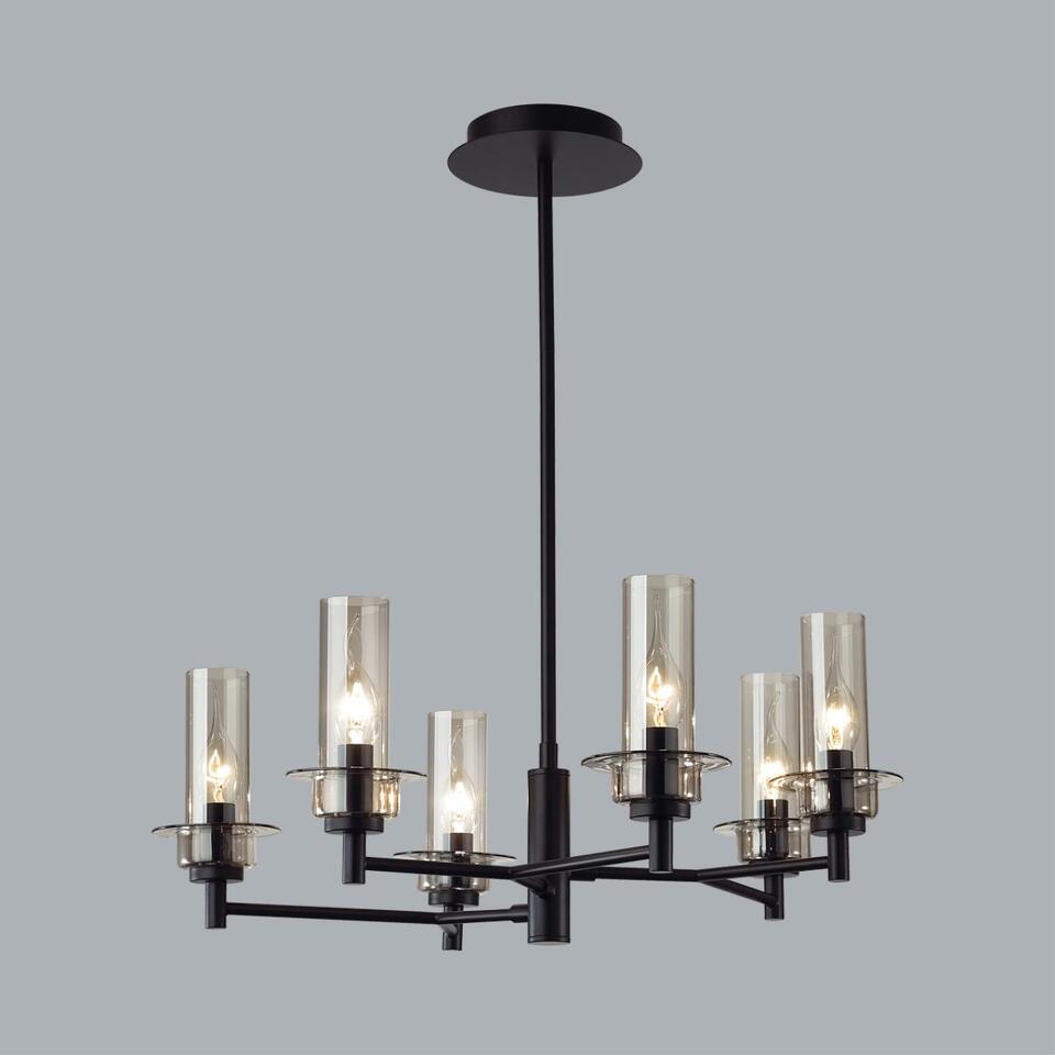Фото №7  Люстра LUMION 6555/6C CLASSI LN26 099 черный/дымчатый/металл/стекло Люстра потолочная E14 6*40W 220V MADONNA