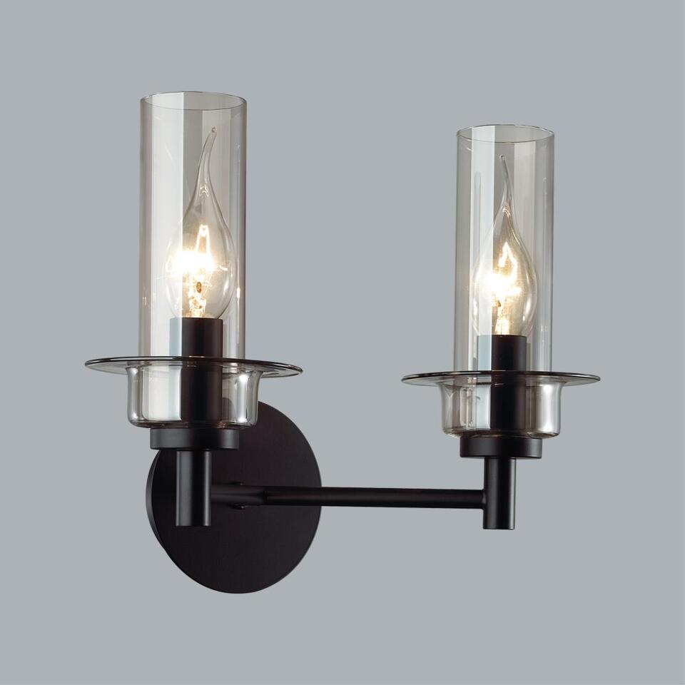 Фото №6  LUMION 6555/2W CLASSI LN26 100 черный/дымчатый/металл/стекло Бра E14 2*40W 220V MADONNA
