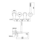 Превью фото №3  801402XX Palazzani MonteCarlo внешняя часть встроенного смесителя для ванны и душа Медная бронза шлиф., PVD 89