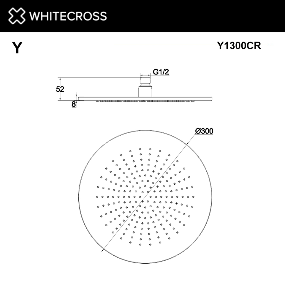 Фото №2  Верхний душ WHITECROSS D=30 см Y1300CR (хром)