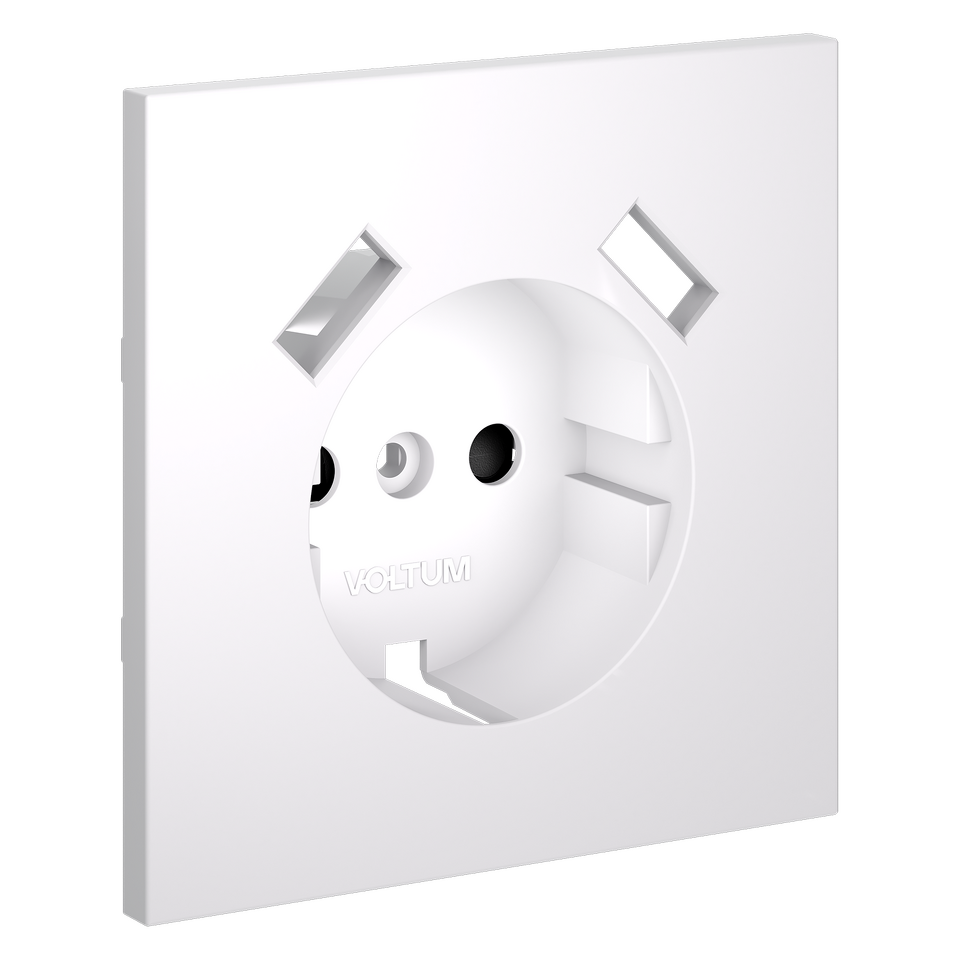 Фото №3  VOLTUM Накладка для розетки с заземлением и защитными шторками, с USB A+A, S70 (белый матовый)