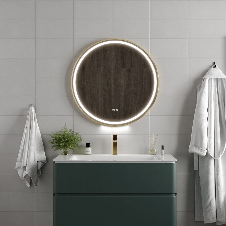 Фото №32  Watersense Зеркало Lina Supernova Gold D80, LED подсветка, сенсор, антипар T20123
