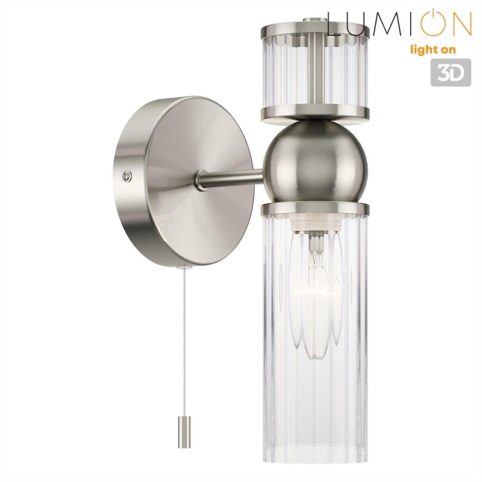 Фото №7  LUMION 8277/1W MODERNI LN26 163 сатин никель/прозрачный, металл/стекло Бра Е14 1*40W 220V DENVER