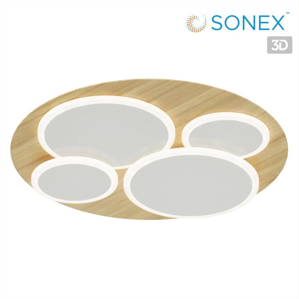 Фото №10  SONEX 7734/60L MITRA LED SN 602 Светильник металл/акрил/стекло/белый/под дерево LED 60Вт 3000-6500К D450 IP20 пульт ДУ PINE