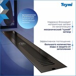 Превью фото №4  Teymi Душевой трап Helmi, с сухим затвором, вертикальный выпуск 10х60 c решеткой, черный T90332