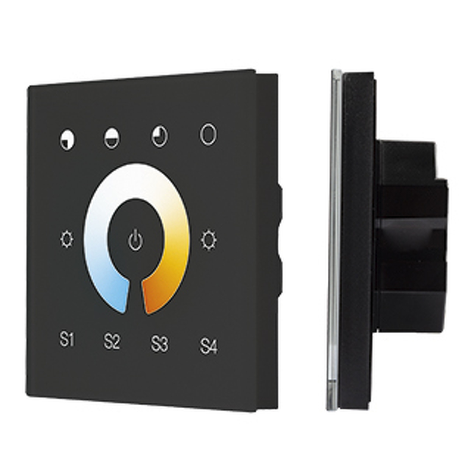 Фото №1  IARL INTELLIGENT ARLIGHT Сенсорная панель DALI-901-11-1G-4SC-MIX-DT8-IN Black (BUS/230V) ( IP20 Пластик, 3 года)