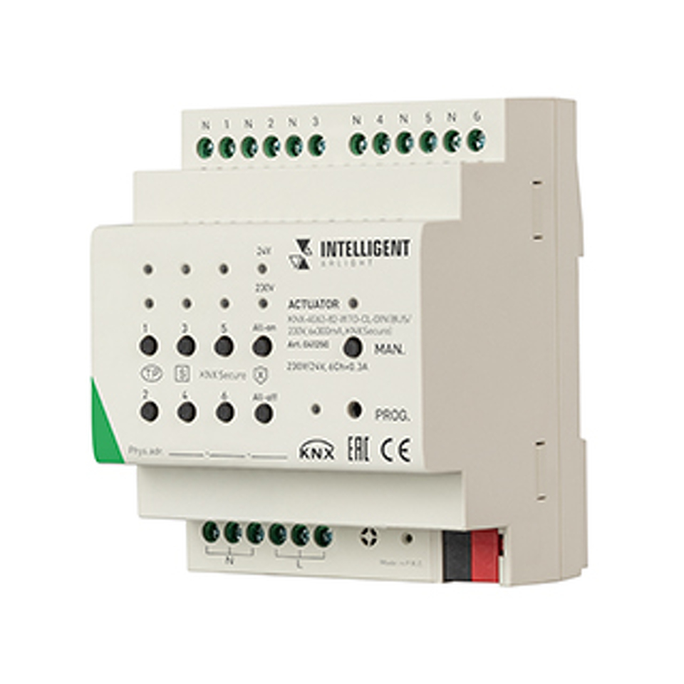 Фото №1  IARL INTELLIGENT ARLIGHT Актуатор KNX-4063-82-WTO-CL-DIN (BUS/230V, 6x300mA, KNX Secure) ( IP20 Пластик, 2 года)
