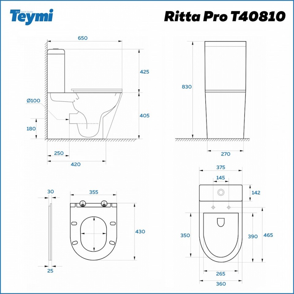 Фото №15  Унитаз Teymi Унитаз напольный Ritta Pro безободковый, сиденье микролифт T40810