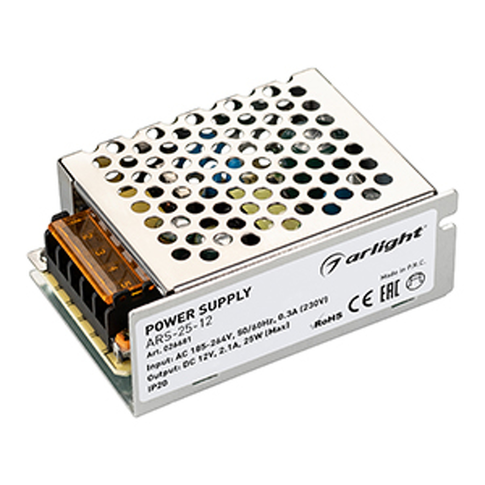Фото №1  Arlight Блок питания ARS-25-12 (12V, 2.1A, 25W) ( IP20 Сетка, 2 года)