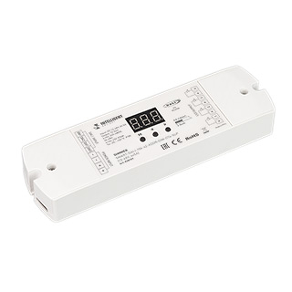 Фото №1  IARL INTELLIGENT ARLIGHT Диммер SMART-DALI-104-62-ADDR-DIM-DT6-SUF (12-48V, 4x5A) ( IP20 Пластик, 5 лет)