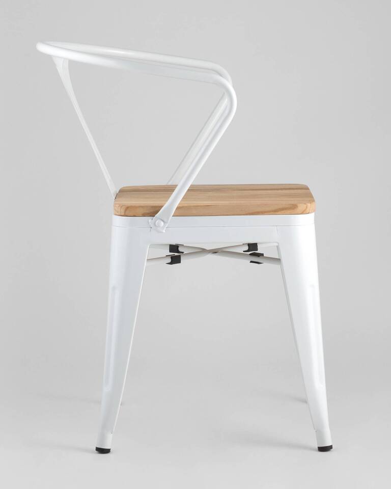 Фото №9  Стул TOLIX ARM WOOD с подлокотниками белый