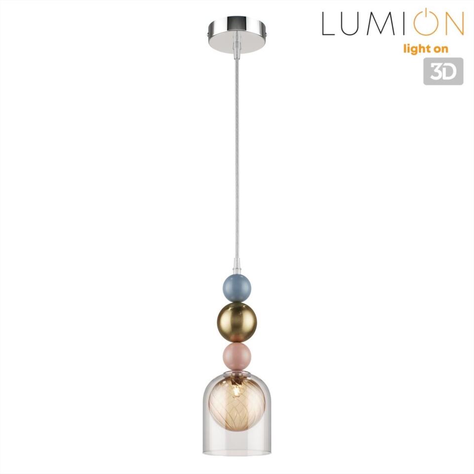 Фото №9  Подвесной светильник LUMION 8067/1A MODERNI LN26 381 хром/амбер/прозрачный, металл/стекло Подвесной светильник G9 1*20W 220V GALLO