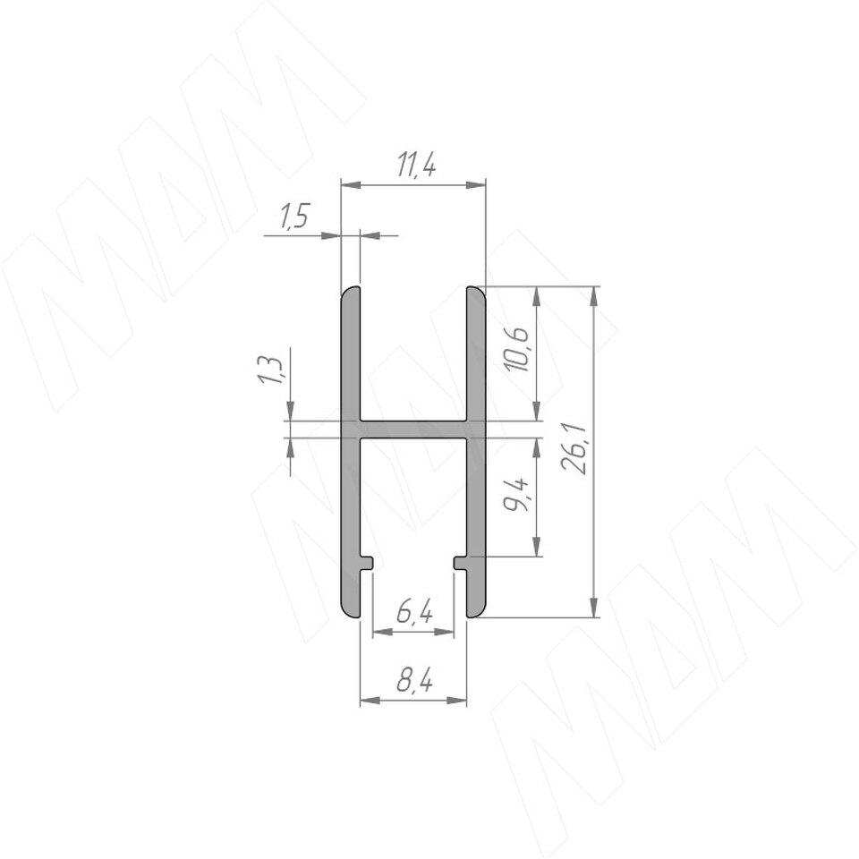 Фото №2  PULSE ДУКО Нижняя планка, серебро, L-5000 (97085A УП)