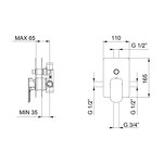 Превью фото №2  56119710 Palazzani Mis внешняя часть смесителя для ванны и душа на 2 потребителя Хром, 10/01Q