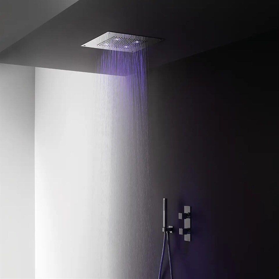 Фото №7  SF030BXX AQUAelite Techno верхний душ потолочного крепления, 400x400 мм Нержавеющая сталь шлиф., 03Q/5353