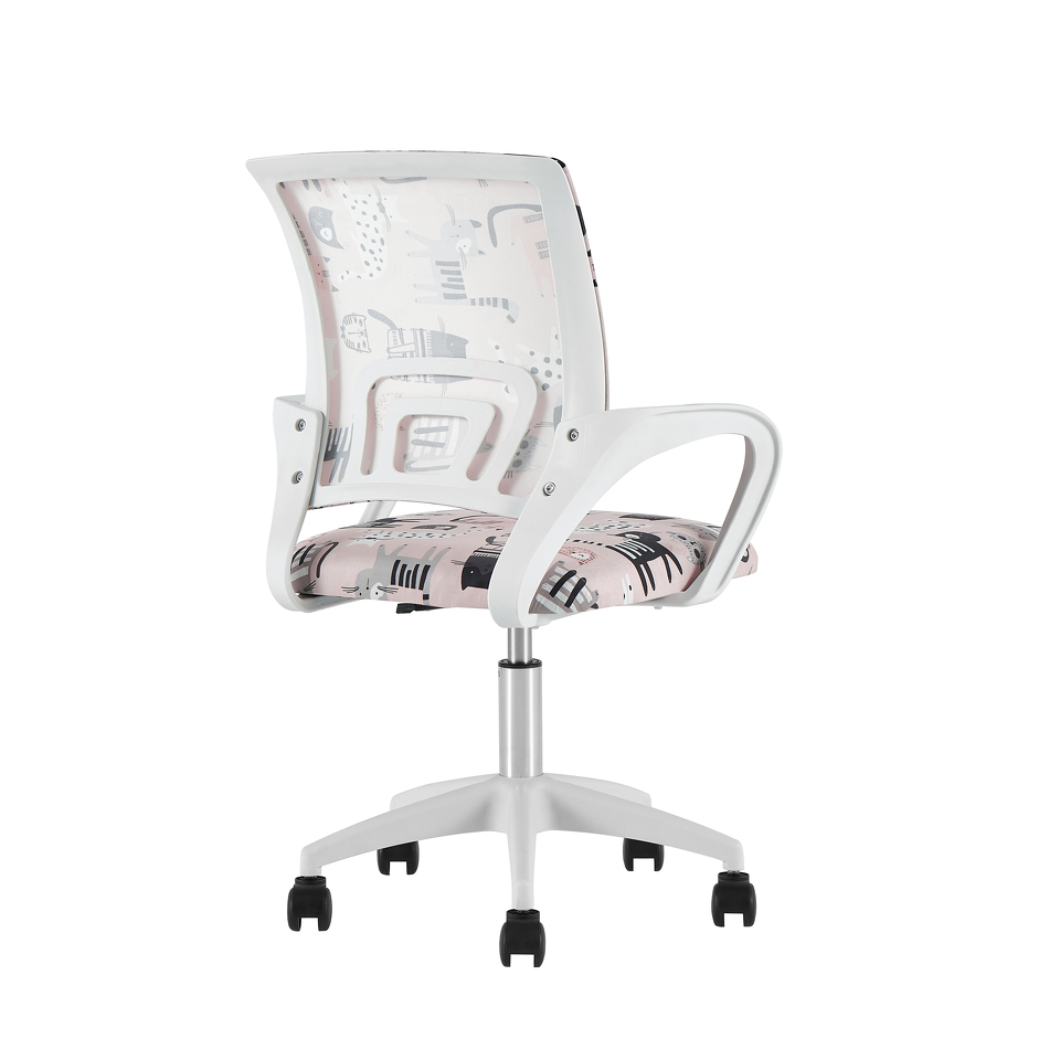 Фото №4  Кресло офисное TopChairs Simple SN Junior принт Pink Cats пластик белый
