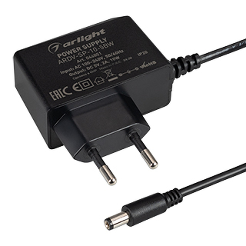 Фото №1  Arlight Блок питания ARDV-SP-10-5BW (5V, 2A, 10W) ( Адаптер, 5 лет)