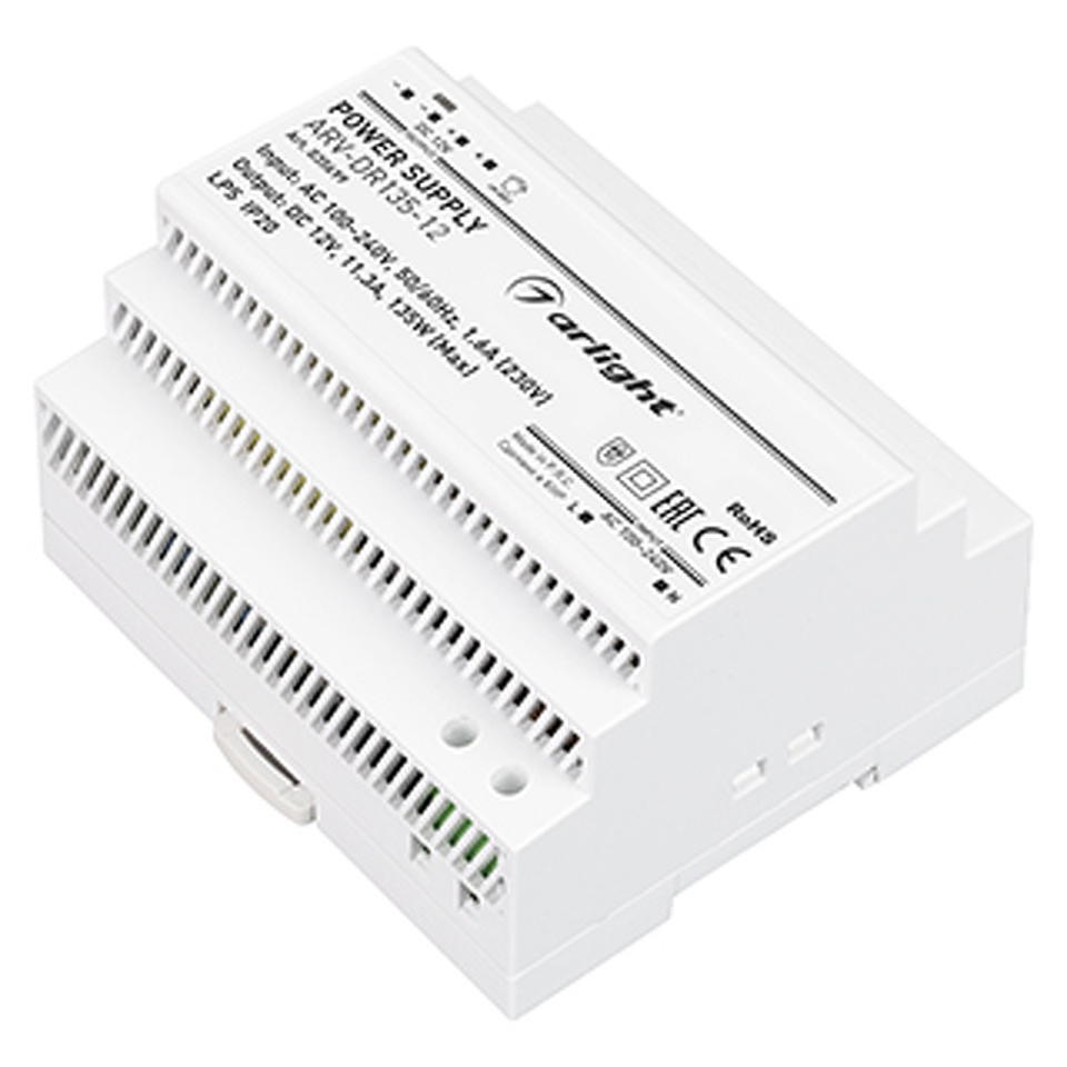Фото №1  Arlight Блок питания ARV-DR135-12 (12V, 11.3A, 135W) ( IP20 DIN-рейка)
